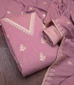 Pink silk  embroidered unstitched dressmaterials 3 pair top bottom dupptaa