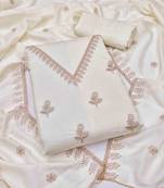 White silk embroidered unstitched dressmaterials 3 pair top bottom dupptaa