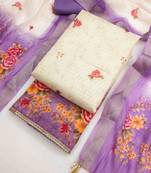 Lavender silk embroidered unstitched dressmaterials 3 pair top bottom dupptaa
