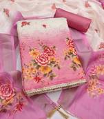 Pink silk  embroidered unstitched dressmaterials 3 pair top bottom dupptaa