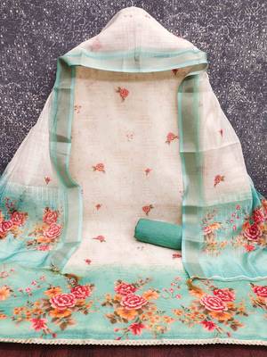 Sky silk embroidered unstitched dressmaterials 3 pair top bottom dupptaa 4