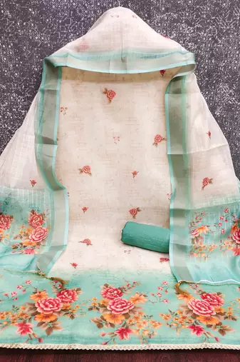 sky silk blend embroidered unstitched dressmaterials 3 pair top bottom dupptaa
