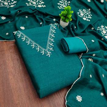 Indigo silk embroidered unstitched dressmaterials 3 pair top bottom dupptaa 1