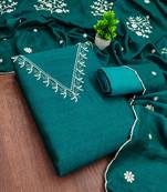 Indigo silk embroidered unstitched dressmaterials 3 pair top bottom dupptaa