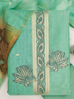 Sky cotton embroidered unstitched dressmaterials 3 pair top bottom dupptaa 2