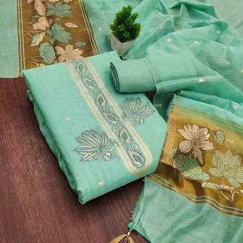 Sky cotton embroidered unstitched dressmaterials 3 pair top bottom dupptaa 3
