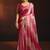 Shaded pink satin beads work border party wear saree
