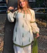 white designer top and palazzo set with dupatta