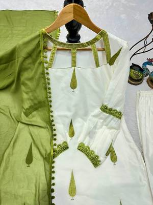 white designer top and palazzo set with dupatta 2