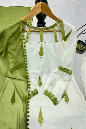 white designer top and palazzo set with dupatta