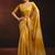 Shaded mustard satin beads work border party wear saree