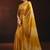 Shaded mustard satin beads work border party wear saree