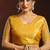 Shaded mustard satin beads work border party wear saree
