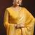 Shaded mustard satin beads work border party wear saree