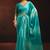 Shaded sky blue satin beads work border party wear saree