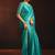 Shaded sky blue satin beads work border party wear saree