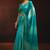 Shaded sky blue satin beads work border party wear saree