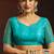 Shaded sky blue satin beads work border party wear saree