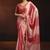 Shaded rose gold satin beads work border party wear saree