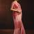 Shaded rose gold satin beads work border party wear saree