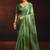 Shaded green satin beads work border party wear saree