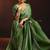 Shaded green satin beads work border party wear saree