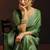 Shaded green satin beads work border party wear saree