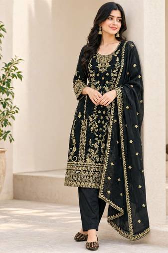 black designer party wear salwar suit