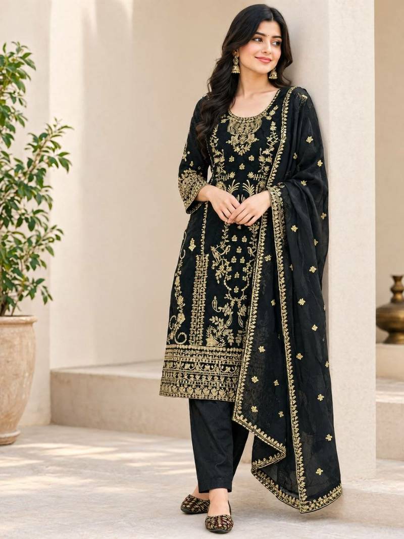 black designer party wear salwar suit