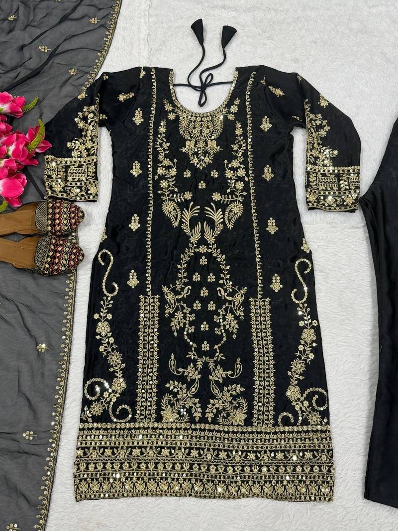 black designer party wear salwar suit