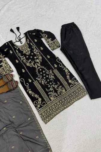 black designer party wear salwar suit