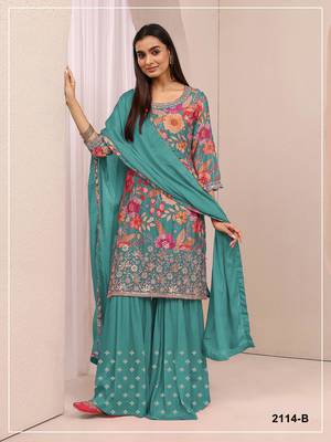 sea green designer sharara suit 1
