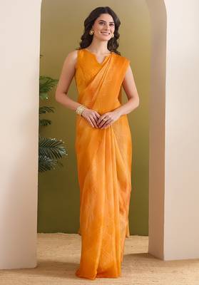 Satin checked print ready to wear saree 1