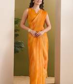 Satin checked print ready to wear saree