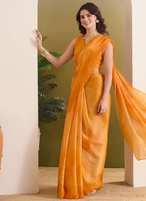 Satin checked print ready to wear saree 2