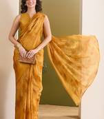 Satin ethnic motifs zari foil ready to wear saree
