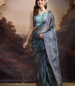 Satin ethnic motifs zari foil ready to wear saree