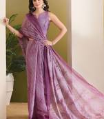 Satin ethnic motifs zari foil ready to wear saree