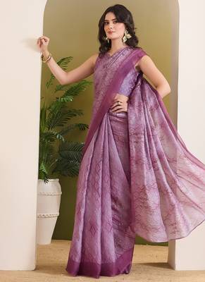 Satin ethnic motifs zari foil ready to wear saree 2