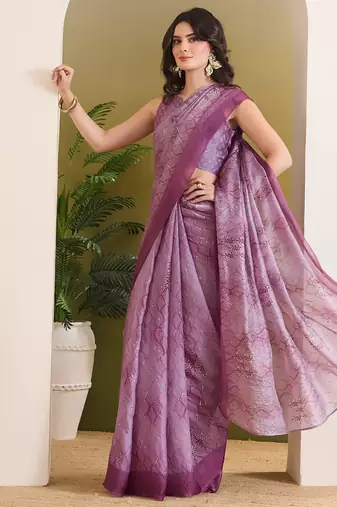 Satin ethnic motifs zari foil ready to wear saree