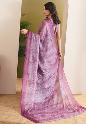 Satin ethnic motifs zari foil ready to wear saree 3