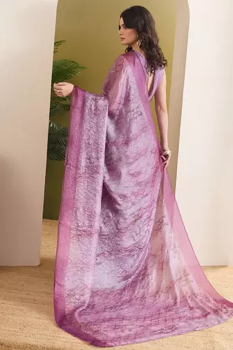 Satin ethnic motifs zari foil ready to wear saree