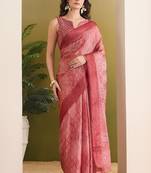 Satin ethnic motifs zari foil ready to wear saree