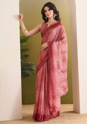 Satin ethnic motifs zari foil ready to wear saree 2