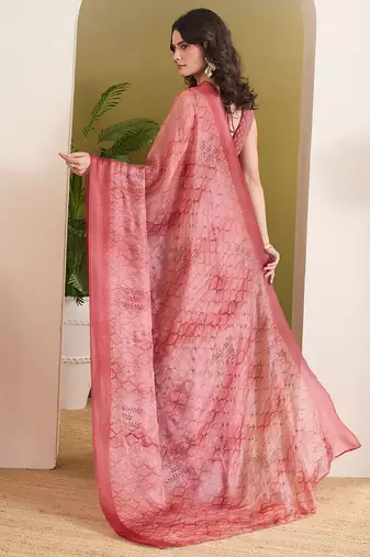 Satin ethnic motifs zari foil ready to wear saree