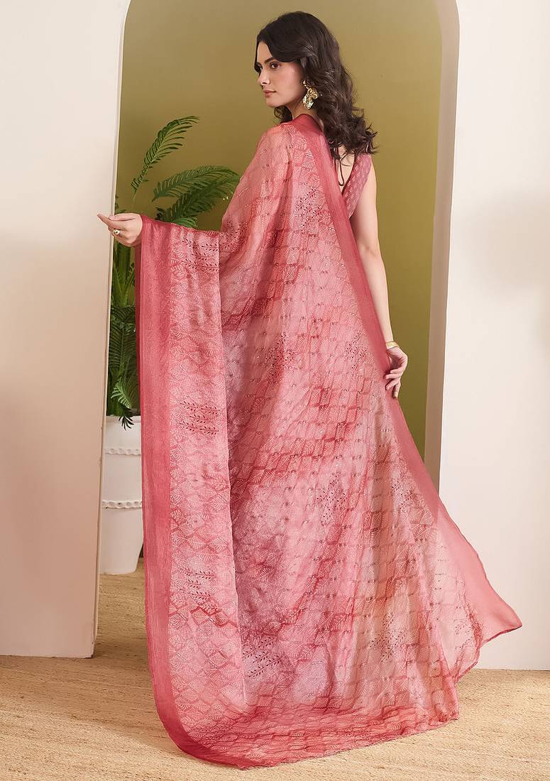 Satin ethnic motifs zari foil ready to wear saree