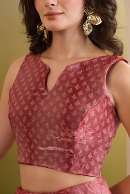 Satin ethnic motifs zari foil ready to wear saree 4