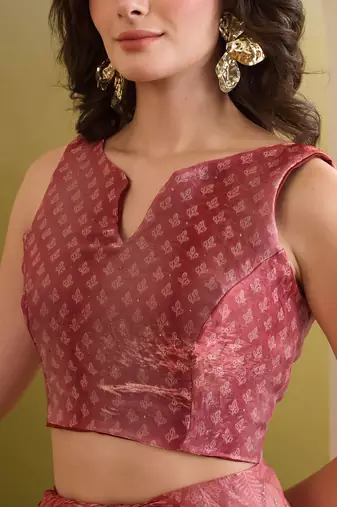 Satin ethnic motifs zari foil ready to wear saree