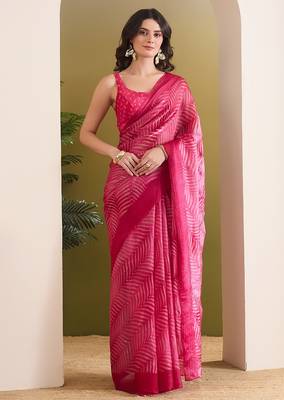 Satin ethnic motifs zari foil ready to wear saree 1