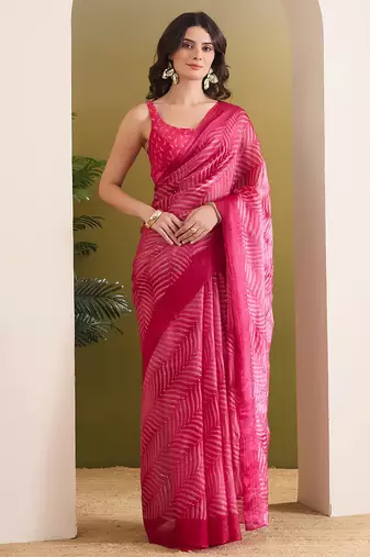Satin ethnic motifs zari foil ready to wear saree